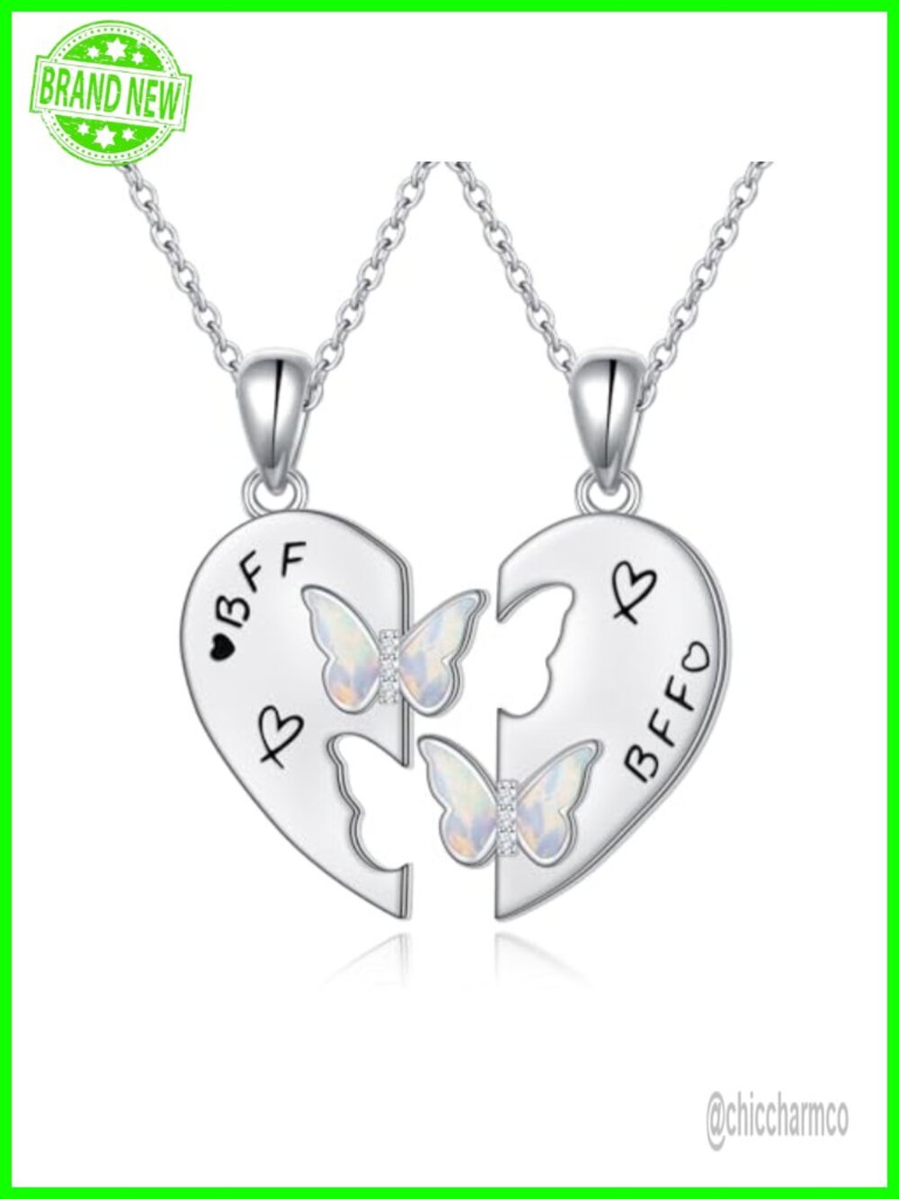 925 Sterling Silver Matching Heart Necklaces for 2 Mother Daughter Sisters Best